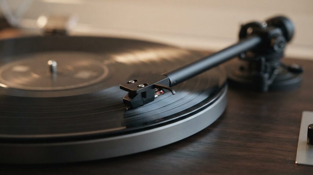 Close-up professional photograph of a modern record players