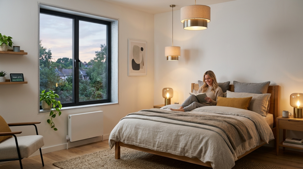 Contemporary bedroom with innovative thin insulation layer v